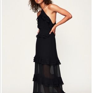 AFRM Black Violet Chiffon Maxi Dress